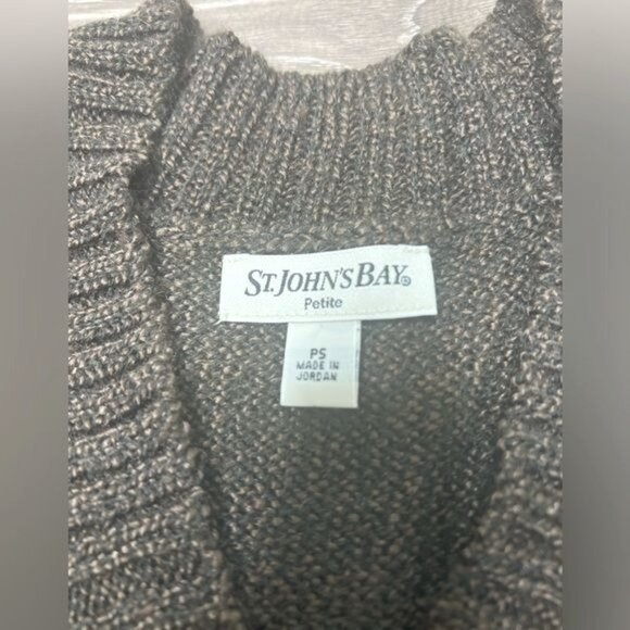 St. Johns Bay Womens V-Neck Sweater Acrylic/Polyester Brown Petite Small - Picture 3 of 15